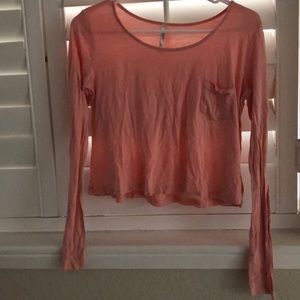 2 crop long sleeve..pink and grey